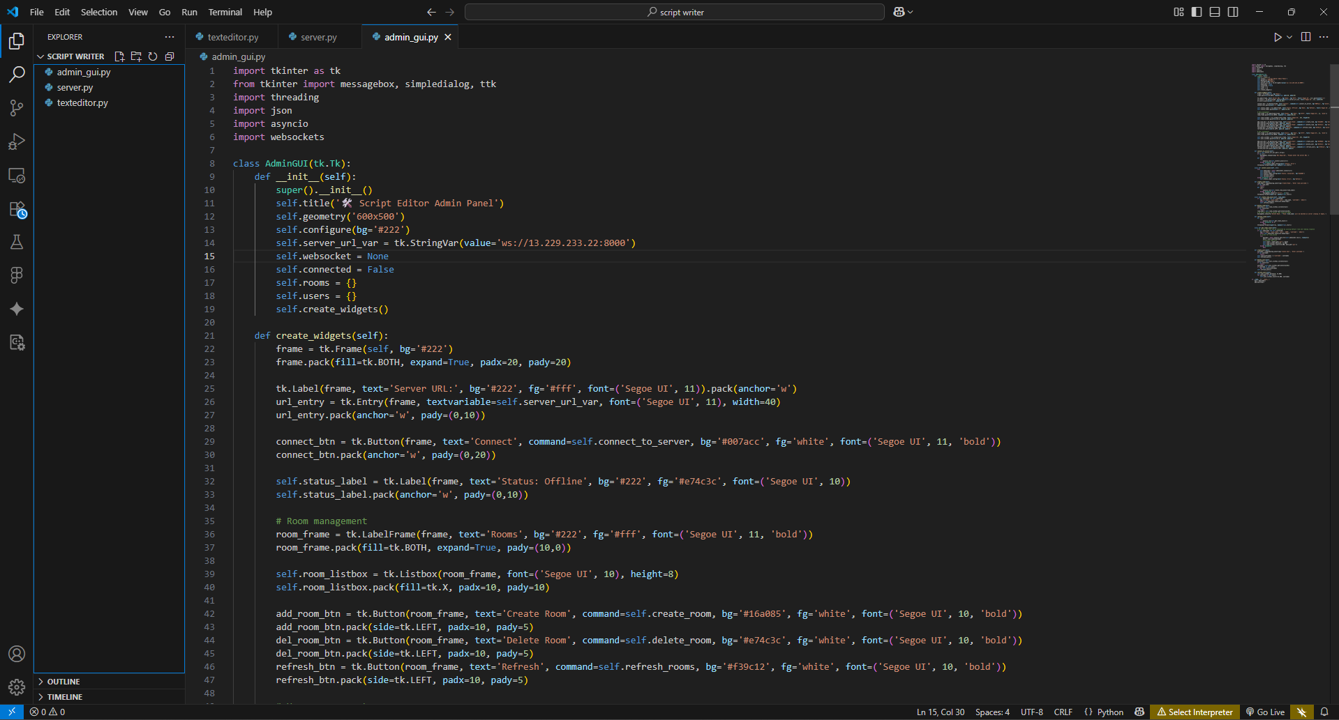 Python Scriptwriter Application